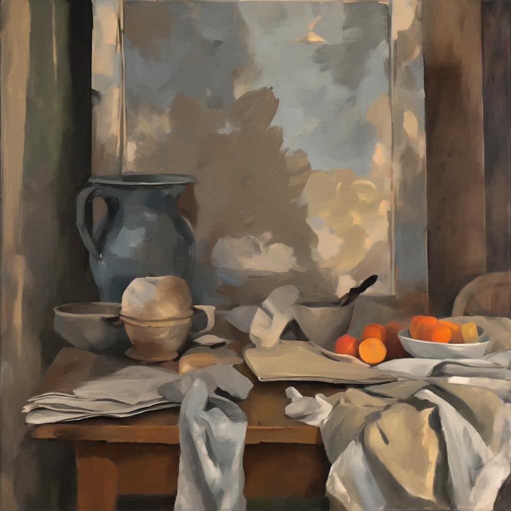 ραφιέρα με κασπώ και φρούτα, έργο τέχνης για την ομορφιά της αντίληψης στο έργο, ζωγραφική σε ζωγράφισμα.